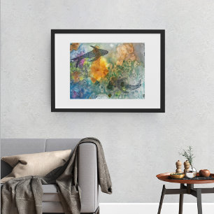 Koi Painting Doodle Fish Art Watercolor  Poster