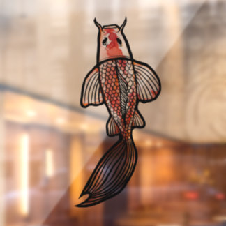 Koi Pond Art Kois Fish Designs Red Calico Koi      Window Cling