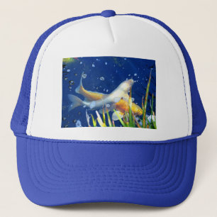 koi pond blue hat