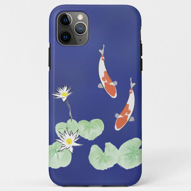 Koi Pond Blue iPhone Tough Case (Back)