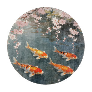 Koi Pond Cherry Blossom Serenity Cutting Board