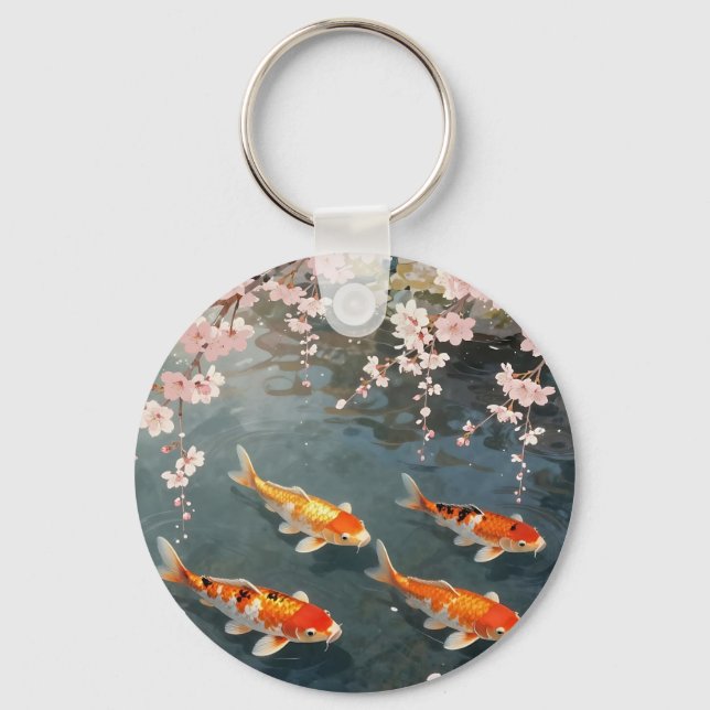 Koi Pond Cherry Blossom Serenity Key Ring (Front)