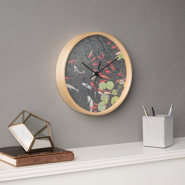 Koi Pond Clock in oranges and greens (Office)