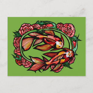 Koi Pond Fish Art Japanese Koi Ponds Postcard
