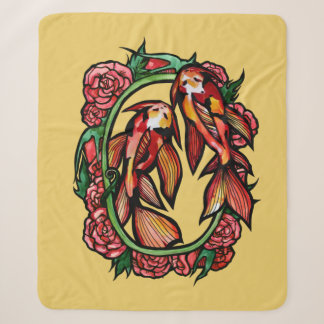 Koi Pond Fish Art Japanese Koi Ponds Sherpa Blanket