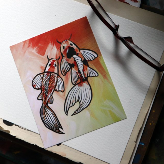 Koi Pond Fish Artwork                              Postcard (Creator Uploaded)
