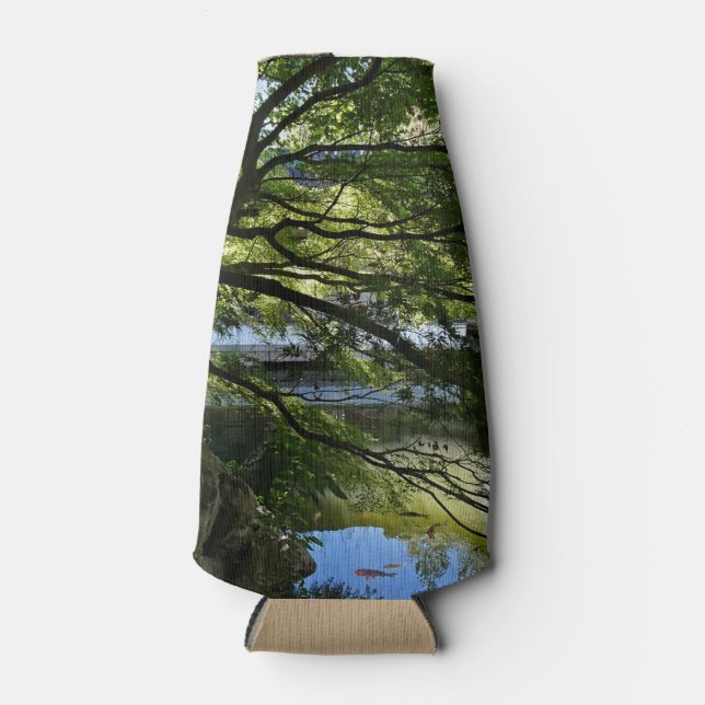 Koi Pond in Chinese Garden Bottle Cooler (Front)