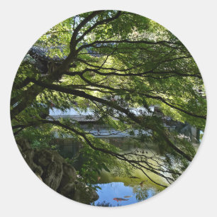 Koi Pond in Chinese Garden Classic Round Sticker