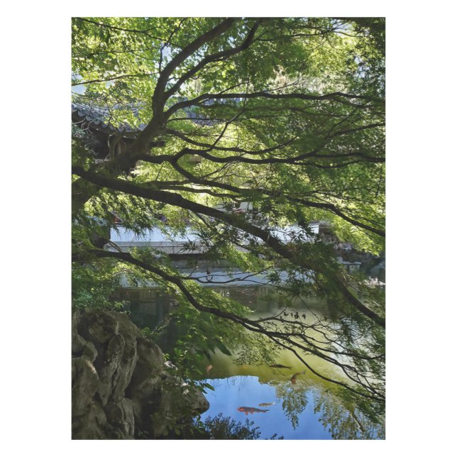 Koi Pond in Chinese Garden Tablecloth (Front)