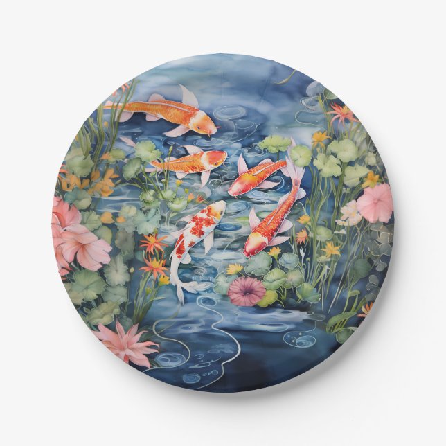 Koi Pond Paper Plate (Front)