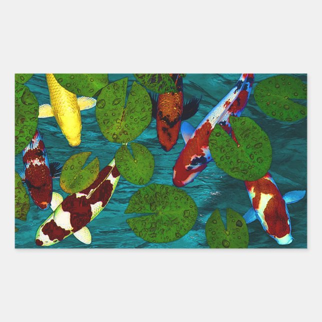 KOI POND RECTANGULAR STICKER (Front)
