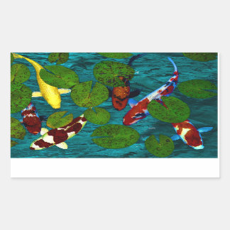 KOI POND RECTANGULAR STICKER