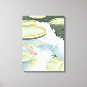 Koi Pond Reflection with Fish and Lilies Canvas Print