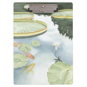 Koi Pond Reflection with Fish and Lilies Clipboard