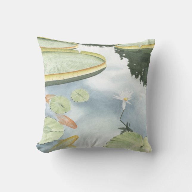 Koi Pond Reflection with Fish and Lilies Cushion (Front)