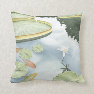Koi Pond Reflection with Fish and Lilies Cushion