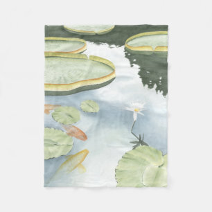 Koi Pond Reflection with Fish and Lilies Fleece Blanket