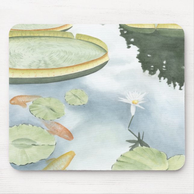 Koi Pond Reflection with Fish and Lilies Mouse Mat (Front)