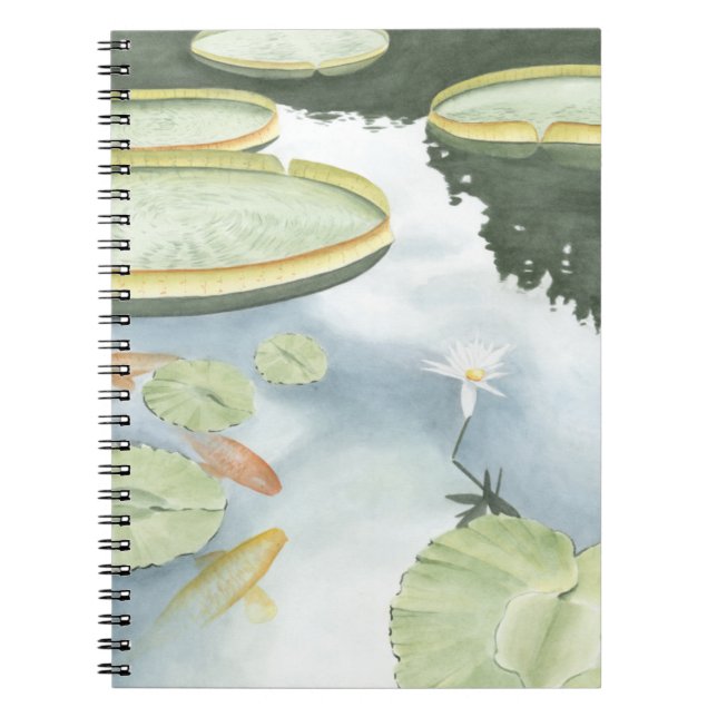 Koi Pond Reflection with Fish and Lilies Notebook (Front)