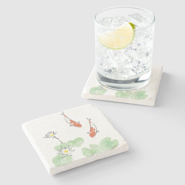Koi Pond Stone Coaster (Side)