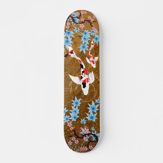 Koi Pond - wood - Japanese Design Skateboard (Front)