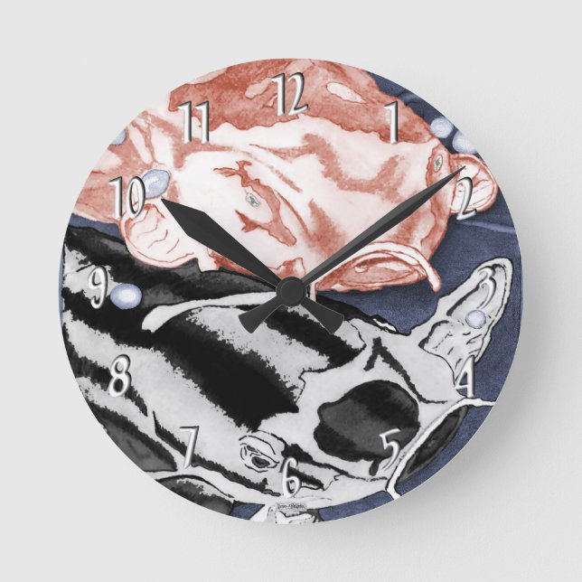 Koi (Red and Black) Round Clock (Front)