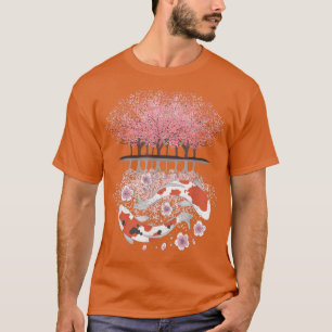 Koi Sakura Tree Upside Down Cherry Blossom Japanes T-Shirt