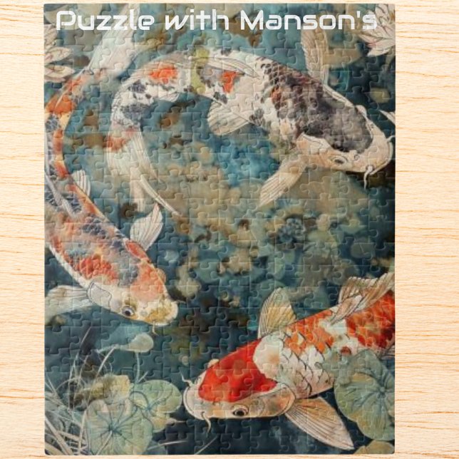 Koi Serenity Tranquil Koi Fish Pond personalised Jigsaw Puzzle (Creator Uploaded)