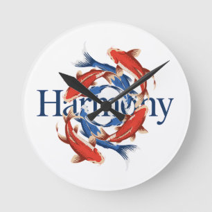 Koi Symbol of Harmony and Zen Inspired Design Round Clock