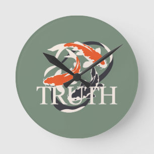 Koi Symbol of Truth Time Clarity Zen Philosophy Round Clock