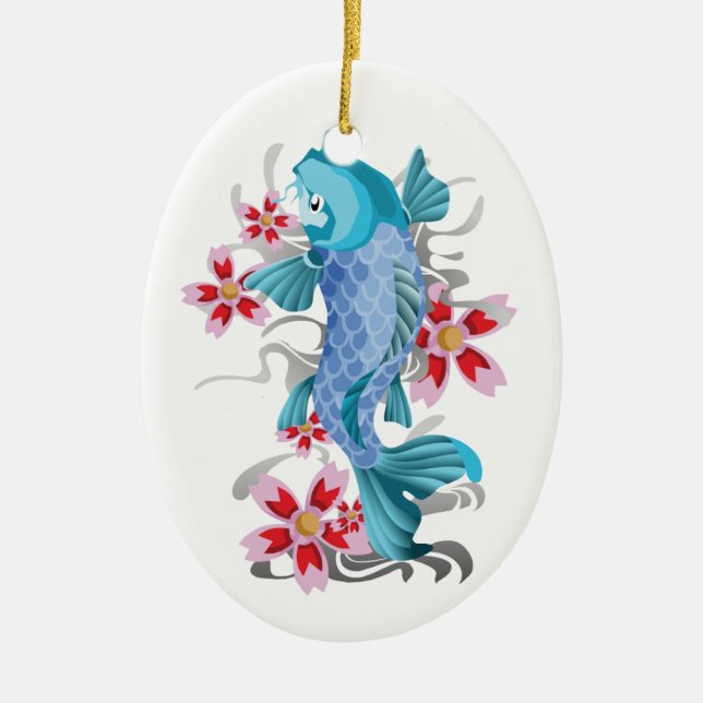 Koi Tattoo Ceramic Tree Decoration (Front)