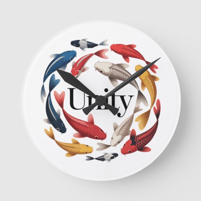 Koi Unity Symbol Time Harmony Zen Philosophy Round Clock (Front)