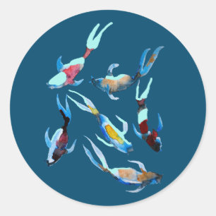 Koi watercolor fish art classic round sticker