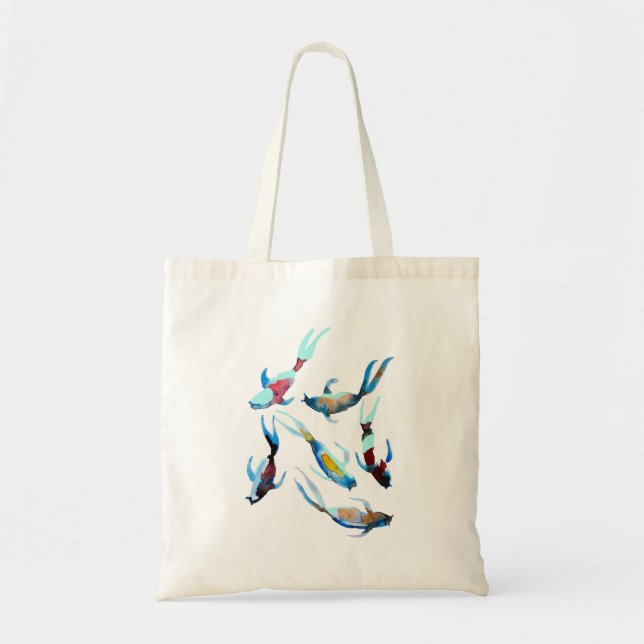 Koi watercolor fish art tote bag (Front)