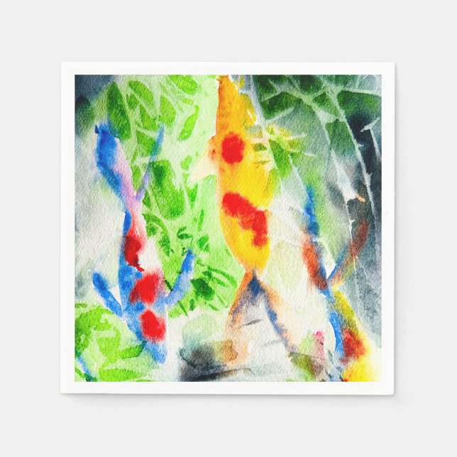 Koi Watercolor fish fine art Napkin (Front)