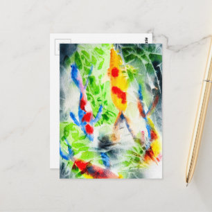 Koi Watercolor fish fine art Postcard