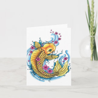 Koi with Cherry Blossoms Note Card