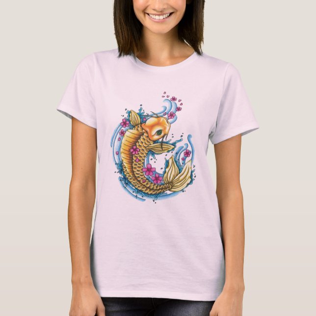 Koi with Cherry Blossoms Organic Tank (Front)