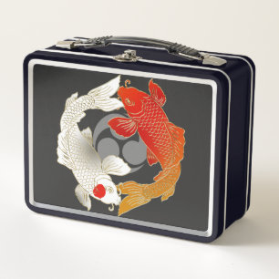 Koi with Mon japanese style Metal Lunch Box
