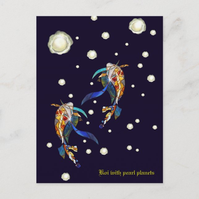 Koi with Pearl Planets Fantasy Wedding Postcard (Front)