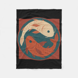 Koi Yin Yang Lance Artwork Zen Yoga Cl Fleece Blanket