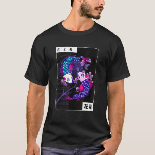 Koi Yin Yang Opposite Swimming Jewels Fish Cherry T-Shirt