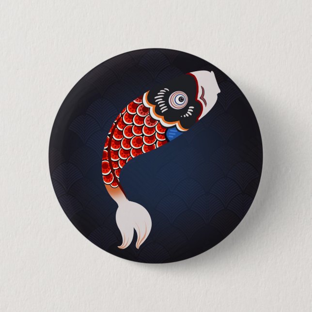 Koinobori - Red Japanese Fish Flag 6 Cm Round Badge (Front)