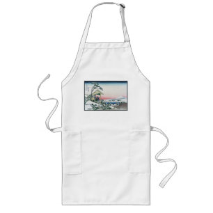 Koishikawa Tea House View Mt. Fuji by Hokusai Long Apron