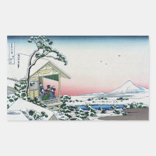 Koishikawa Tea House View Mt. Fuji by Hokusai  Rectangular Sticker