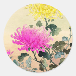Koitsu Tsuchiya Chrysanthemum japanese flowers art Classic Round Sticker