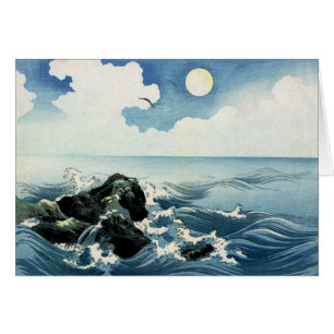 Kojima Island, Big Wave. Japanese Woodblock Print