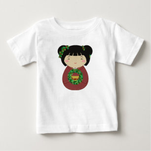Kokeshi Christmas Wreath Baby T-Shirt