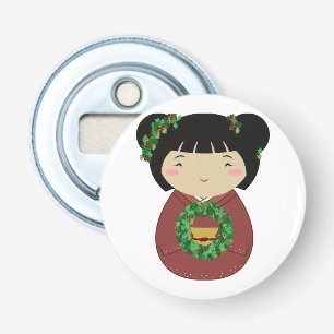 Kokeshi Christmas Wreath Bottle Opener
