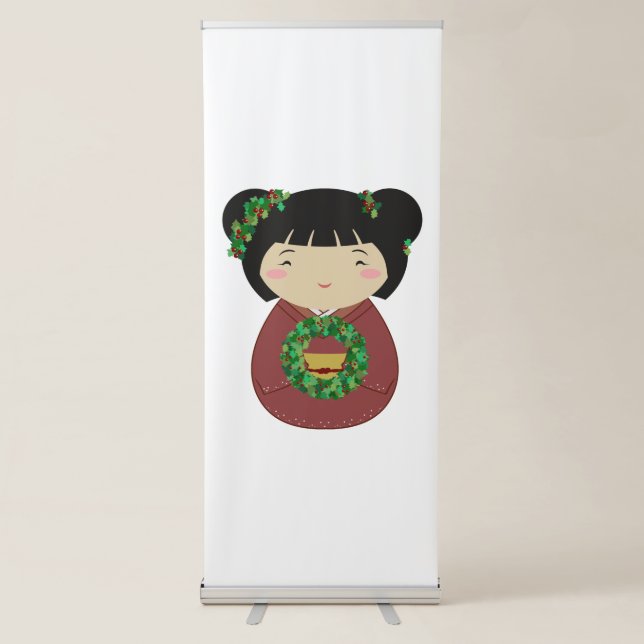 Kokeshi Christmas Wreath Retractable Banner (Front)